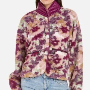 NWT Johnny Was Calme Printed Fleece Jacket Floral Sherpa Silky lined Purple Pink